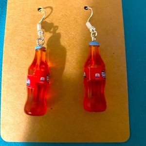 Strawberry soda earrings silver tone earrings